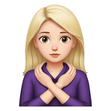 A women crossing her hands around her neck with x’s as her eyes  sticker