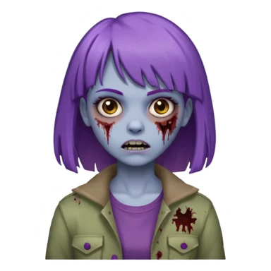 criei um zombe feminino com o cabelo com franja, o cabelo a metade roxa e o resto castanho  sticker