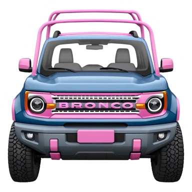 grey blue Ford bronco sport with a pink  ranch hand grill guard sticker