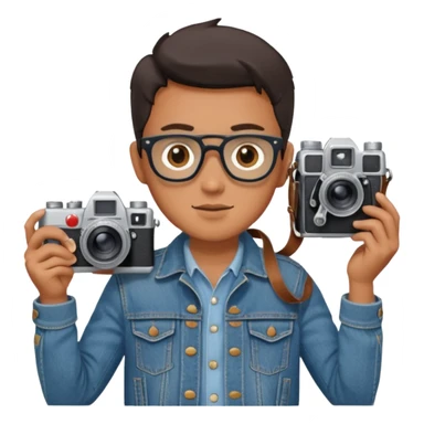 Photographer with vintage film camera sticker