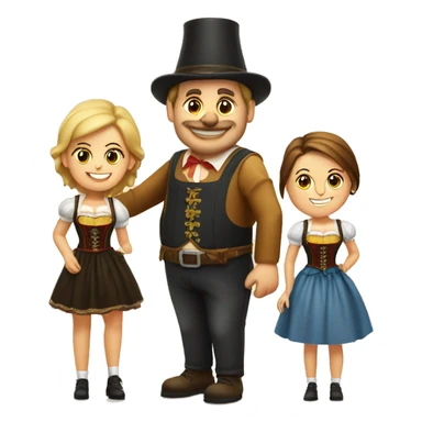 oktoberfest 2 women and a portly man sticker