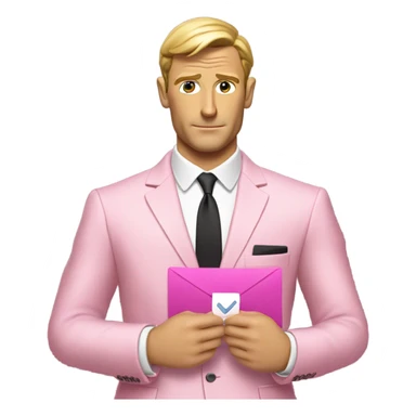 james bond in pink suit carrying an email icon. It's very important for James Bond to carry email sticker