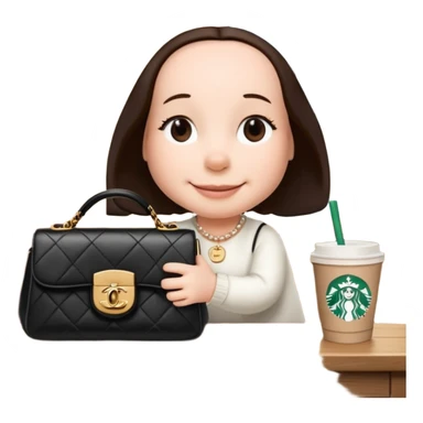 snoopy in a desk with starbucks and his chanel purse sticker