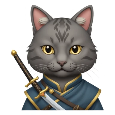 cat mogolian ancient army with small sword sticker