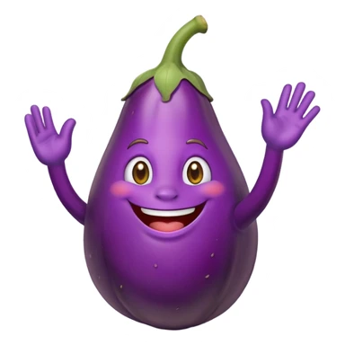 Eggplant saying hi sticker