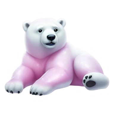 Pink full body  polar bear lying down with glitter sticker