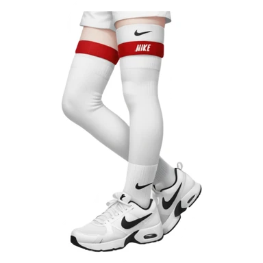 all-white, with black nike logo socks sticker
