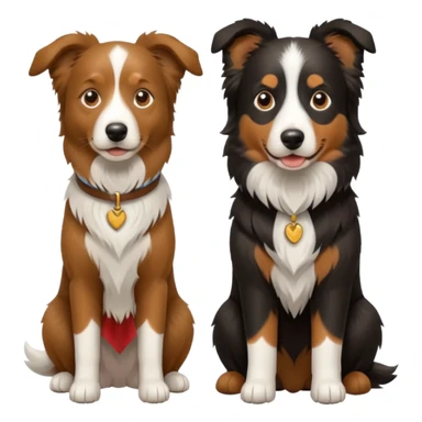Dois cachorros: um pastor alemão e um border collie marrom  sticker