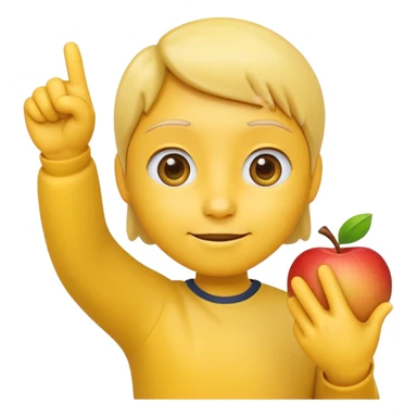 A 3D Apple-style yellow round emoji, neutral face with simple cartoonish eyes, raising one hand, thumb pointing backward over the shoulder to indicate “past” or “behind,” clean minimal background, smooth bright style sticker