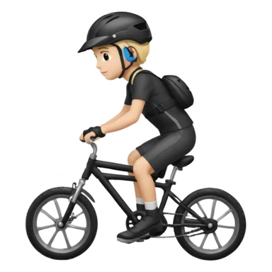 bike riding black bike blonde hair boy helmet sticker