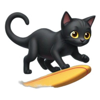 Black cat surfing on dinosor sticker