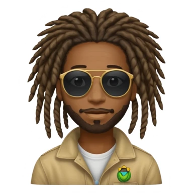a black african guy with dreadlocks, wearing black sunglasses and aura farming emoji sticker