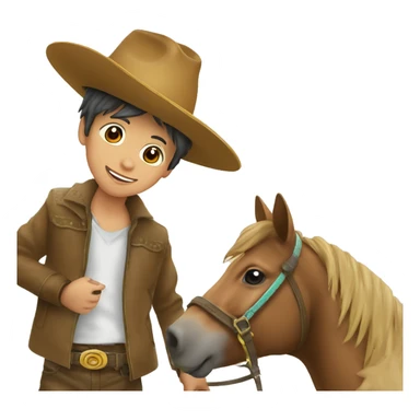 Niño con un sombrero y montando un caballo  sticker