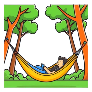 person in hammock under trees feeling a pleasurable gentle breeze sticker