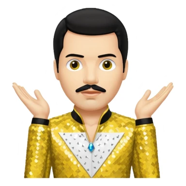 Freddie Mercury with black hair, yellow sequin outfit sticker