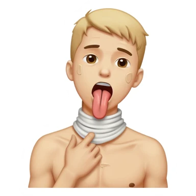 Guy grabbing his neck and choking with tongue out sticker