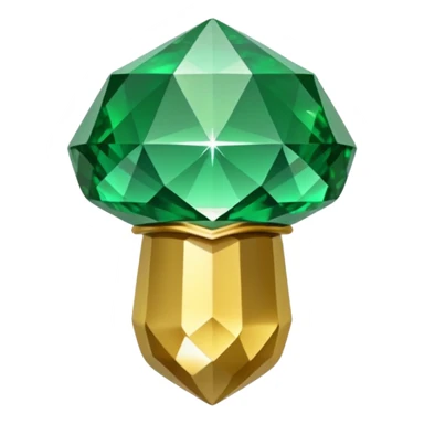 sparkling emerald Acorn like diamond with stem made of gold sticker