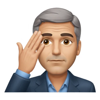 George clooney covering his eyes with his hand sticker
