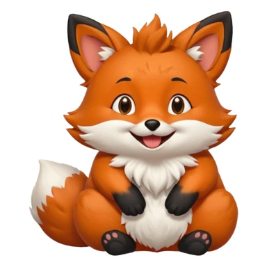 Floofy the Creampuff fox blackish away laughing, chubby. Black paws orange color sticker