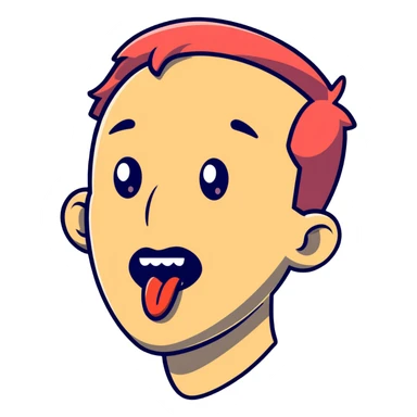 profile view of a man sticking his tongue out, facing left sticker