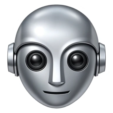 polished minimalistic perfectly round steel robot face, simple clean design sticker