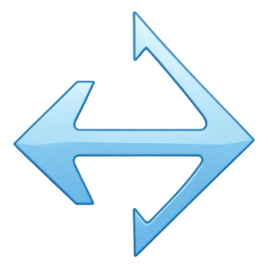 Extremely simplistic white arrow with light blue outline pointing. make the point only on one side sticker