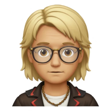 Create an avatar squared no background with a pirate with glasses and blonde hair sticker