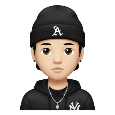 rapper da trắng full đen có mũ len hãng MLB
 sticker