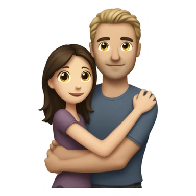 caucasian man hugging brunette girl sticker