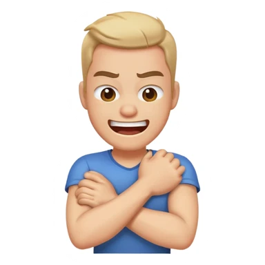 arms crossed holding neck angry laughing sticker