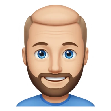 homme yeux bleus presque chauve et une barbe courte moins de chevaux et sourir sticker