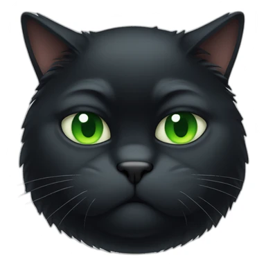 grumpy fat black cat with green eyes sticker