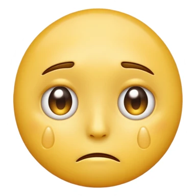 A regular yellow  skin, round face emoji looking straight at me not smilling, just staring with a tear rolling down its cheek sticker