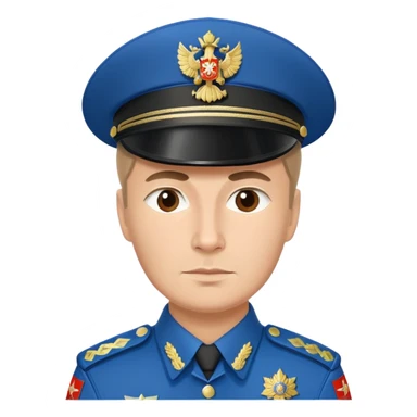 Russian policeman with traditional Russian police hat and uniform sticker