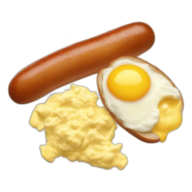 a saussage and two scrambled eggs sticker