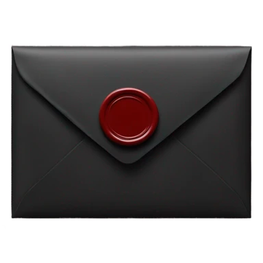 black envelope with burgundy wax seal sticker