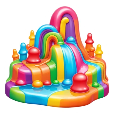surreal melting neon rainbow gummy candy land landscape sticker