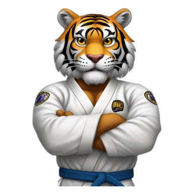 Tiger with evil face   jiu jitsu with his arms crossed sticker