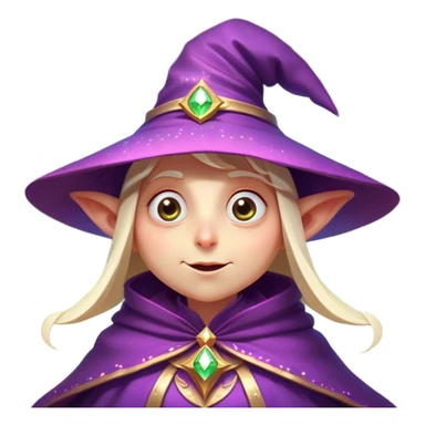 Clash of Clans aesthetic Comical Mage Portrait Emoji, Head tilted dramatically with an exaggerated, fun expression and wide, comically expressive eyes beneath an oversized hat, featuring a quirky, compact robed form with animated magical sparkles and natural skin tone, Simplified yet hilariously expressive features, highly detailed, glowing with a slightly sassy enchanted glow, high shine, dramatic yet playful, stylized with an air of cheeky arcane mischief, soft glowing outline, capturing the essence of a meme-worthy mage who conjures laughter in epic quests! sticker
