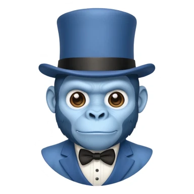 A gorilla tag guy from gorilla tag that’s blue and has the top hat sticker