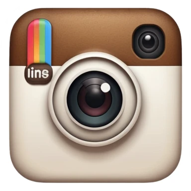 Create a [Instagram] in a minimalist, playful hand-drawn doodle style, using thick, uneven black outlines and keeping the object white with two small black dot eyes. Center the anthropomorphic object within a solid-colored circular background, maintaining the simple, cartoonish feel. sticker