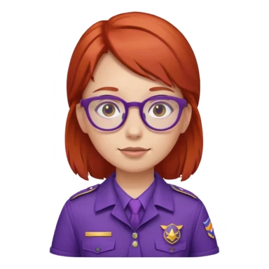 red haired scout kid with purple uniform and glassess girl sticker
