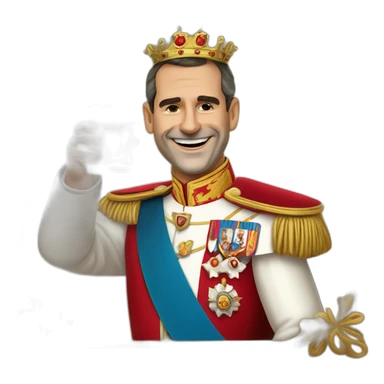 king Felipe VI drinking smiling and waving sticker