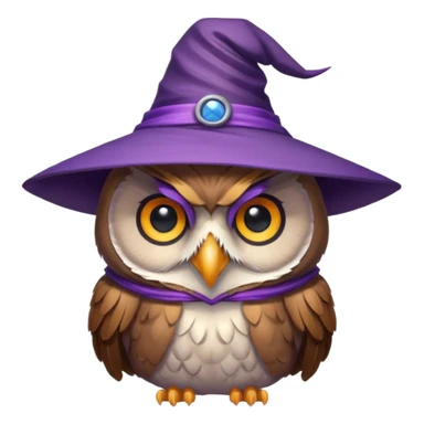 owl wear purple wicth hat sticker