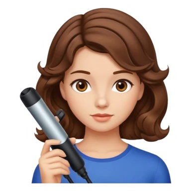 generate a girl with brown hair while curling it sticker