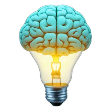 brain sparkles inside the light bulb sticker