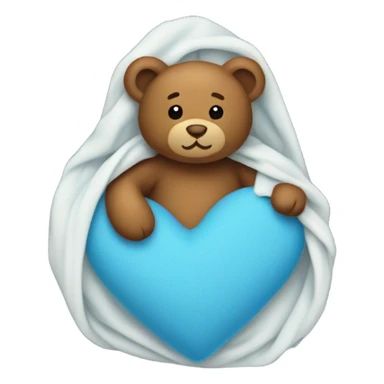 Blue heart with teddy bear wrapped in blanket on the bottom right sticker