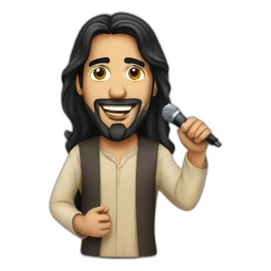 Arabic with mic standup comedian with micro long black hair  sticker