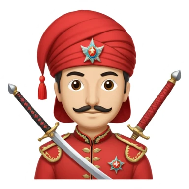 Ottoman janissary in red army dress holding a sword sticker