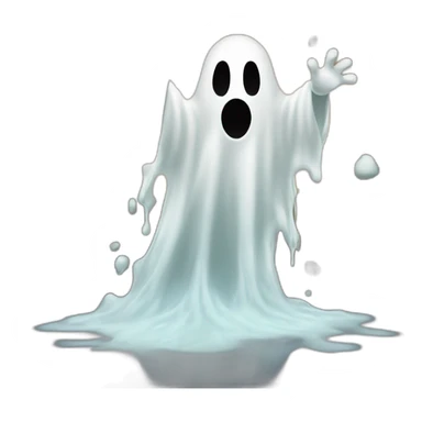 ghost appearing to emerge through a wall ejecting a spray of white milky substance forward from stomach area sticker